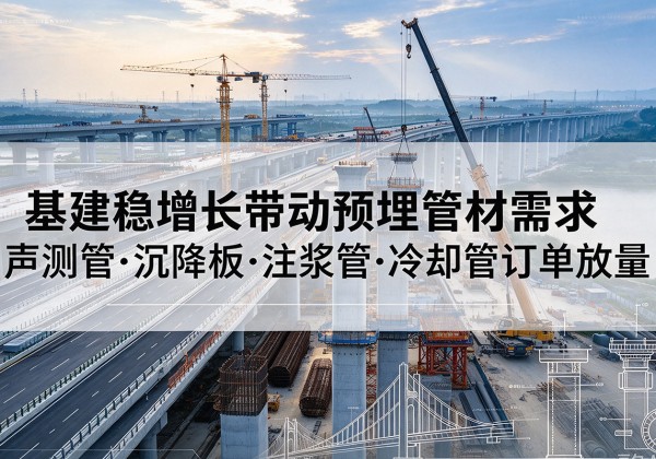 普陀区基建稳增长带动预埋监测管材需求，声测管、沉降板、注浆管订单持续放量
